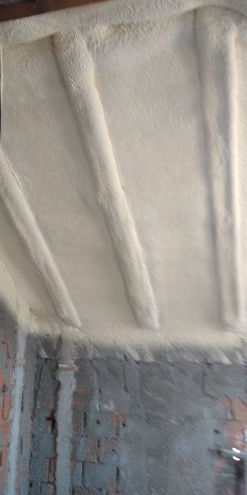 Espuma de poliuretano aplicada por el interior de una cubierta